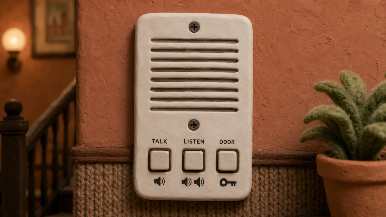 An apartment intercom with Talk, Listen and Door buttons